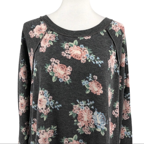 Caslon Gray Rose Print Sweatshirt, Size XL - Picture 2 of 7
